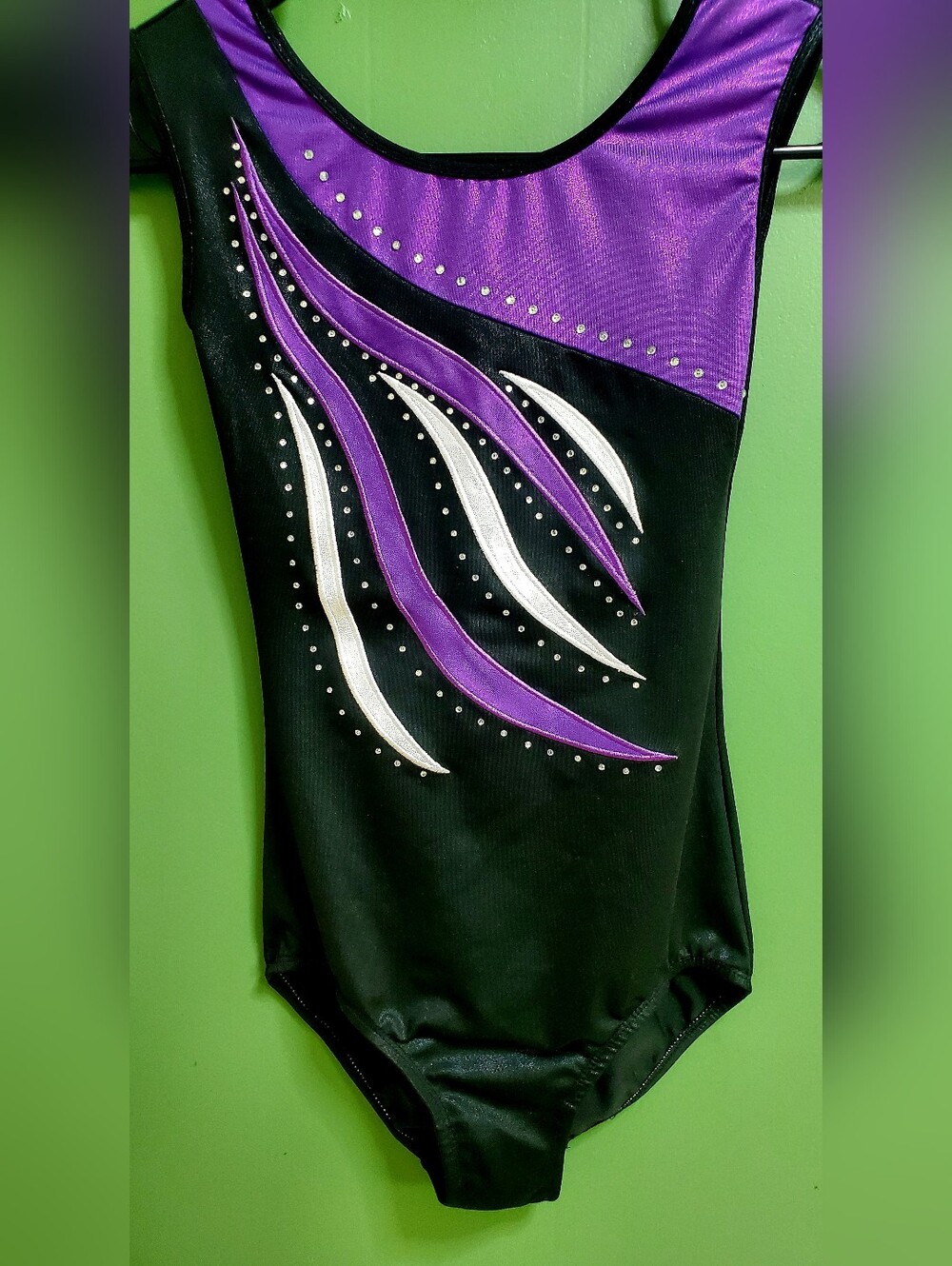 Black and Purple Girls Dance Leotard with Silver Accents